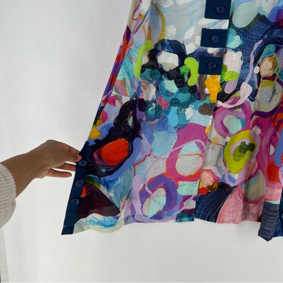 Claire Desjardins Colorful Abstract Sleeveless Button Front Tunic Lagenlook‎ - Picture 6 of 16